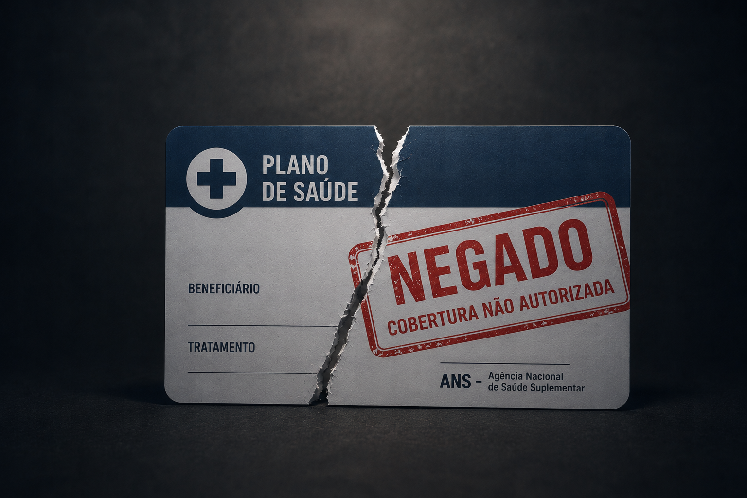Cartão de plano de saúde com cobertura negada